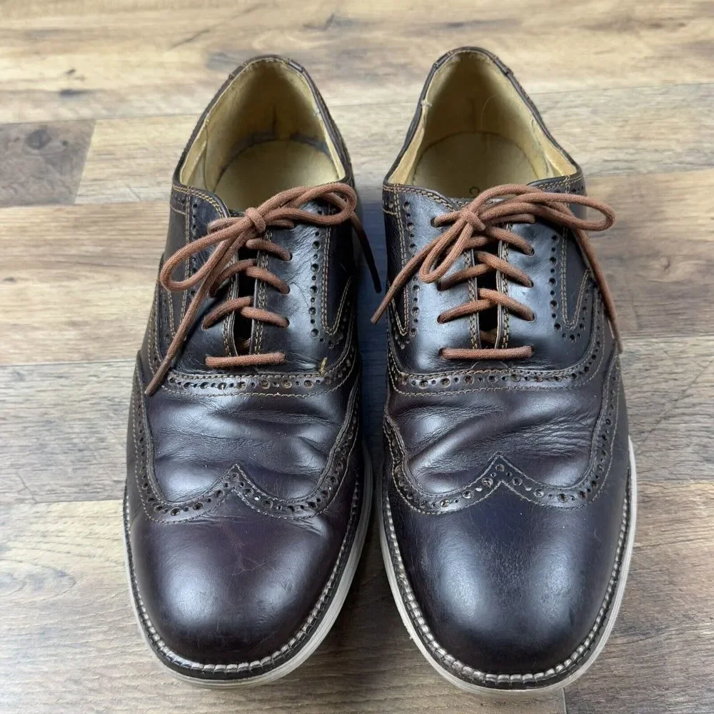 Cole Haan C23427 Original Grand Wingtip Oxford Shoes Dark Brown Men Size US 10.5